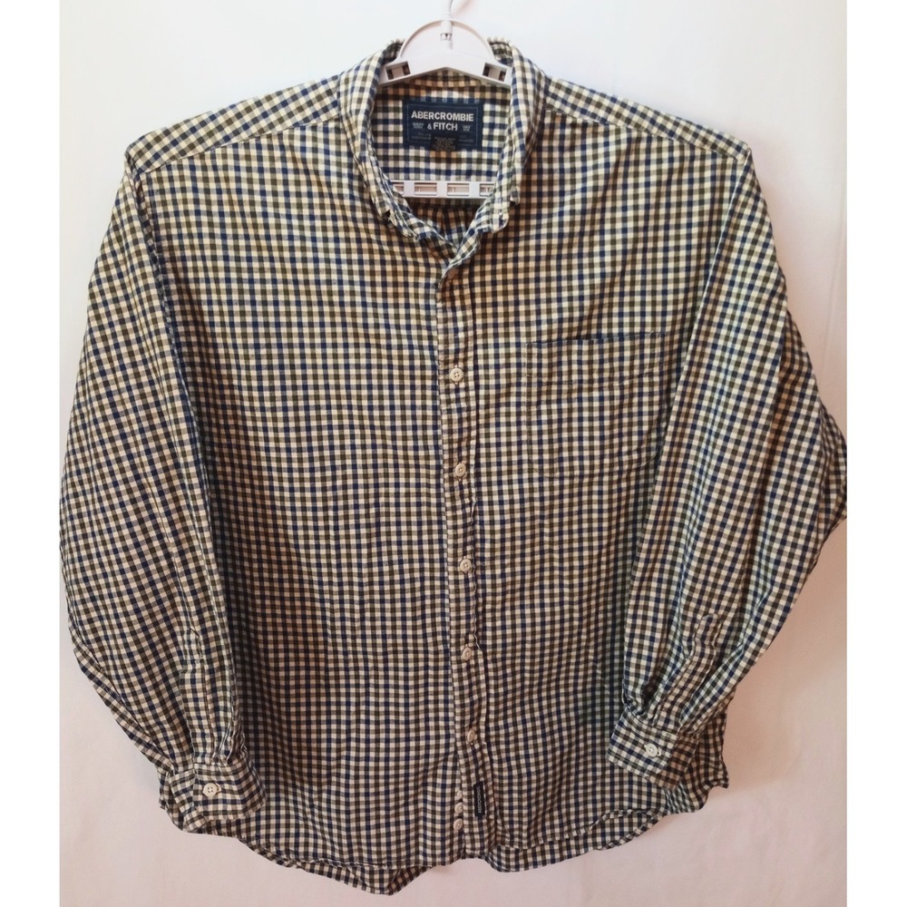 Abercrombie & Fitch Men's Long Sleeve Shirt, Large, Plaid